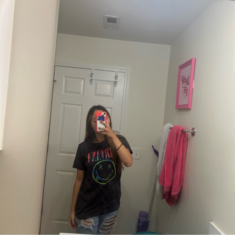 NIRVANA Black Short Sleeve Tee Iconic Smiley Face